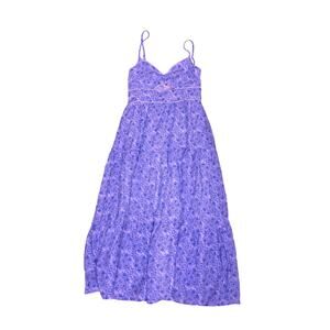 Trixxi Blue White Floral Maxi Sundress Medium Spaghetti Strap Summer Dress